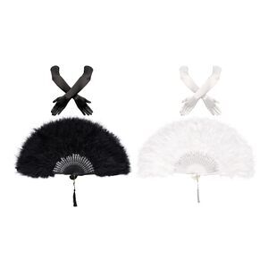 9592 4 Pcs 1920s Flapper Accessoriess For - Feather Fan,